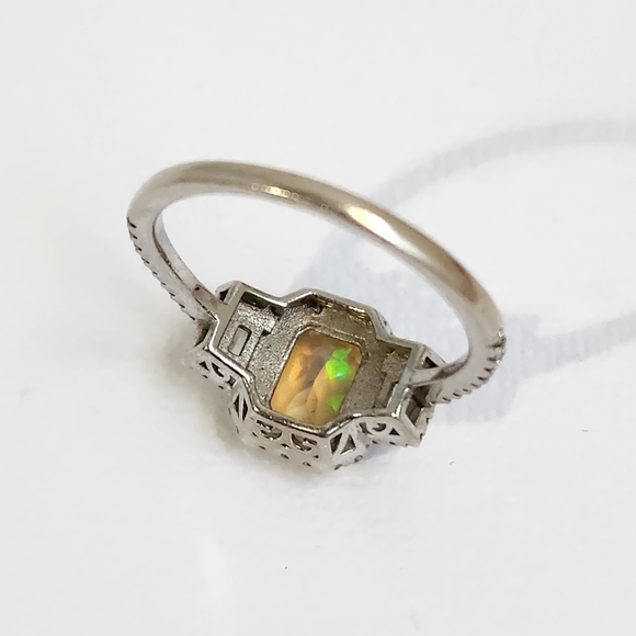 [On HOLD/repair] Sizeable Real/Natural Ethiopian Opal 925 Silver Ring Sz 8 - Picture 10 of 16